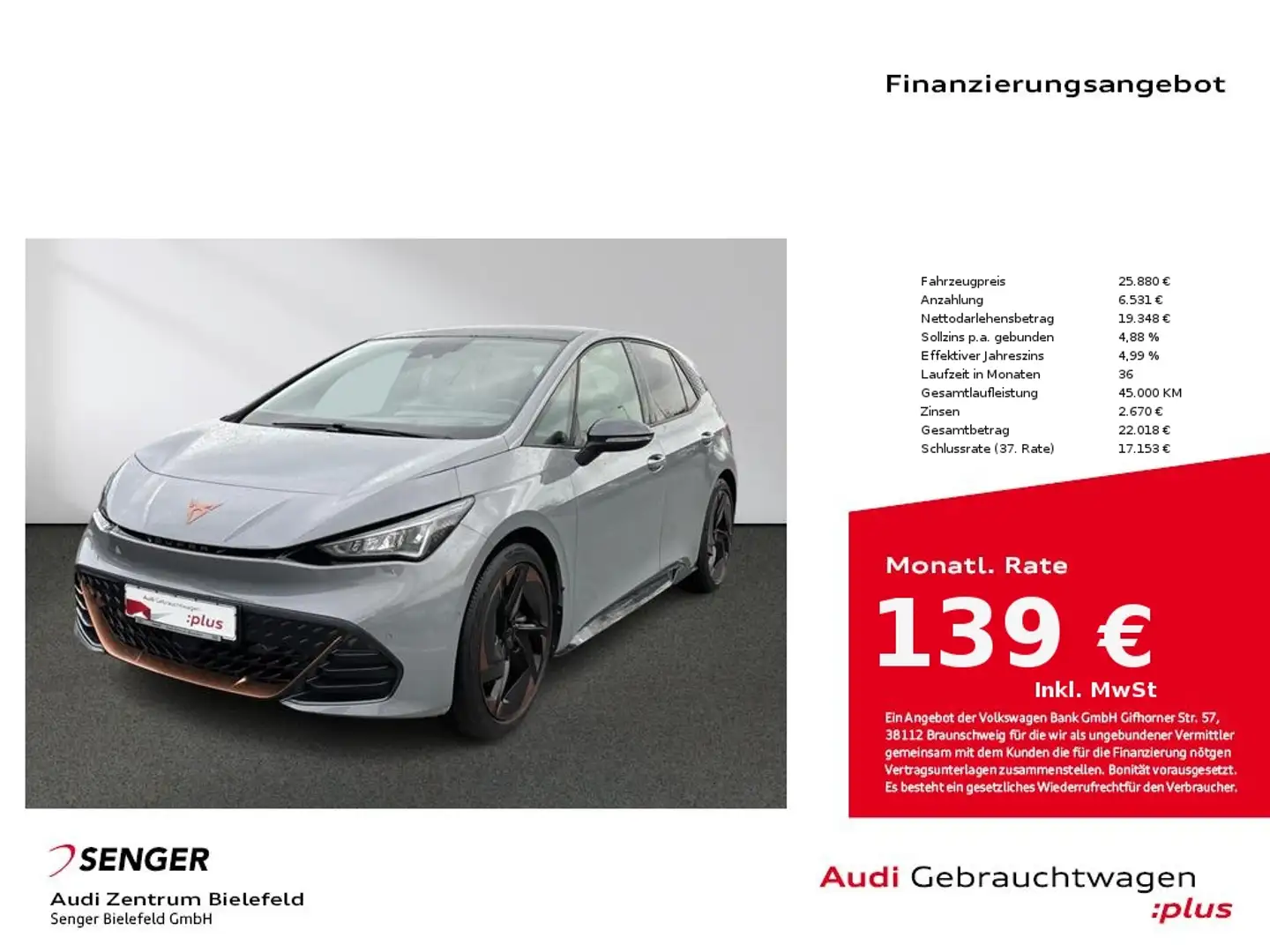 CUPRA Born CarPlay LED Panorama ACC Sitzh Park-Assist. Gris - 1