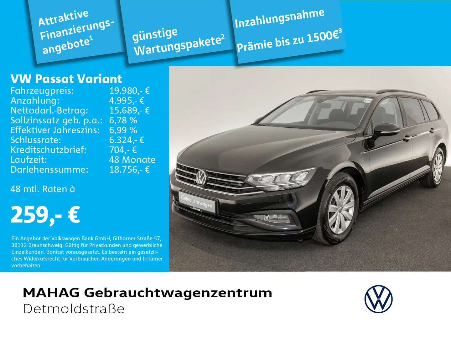 Volkswagen Passat Variant 2.0 TDI Navi LED Kamera DSG Zwart - 1
