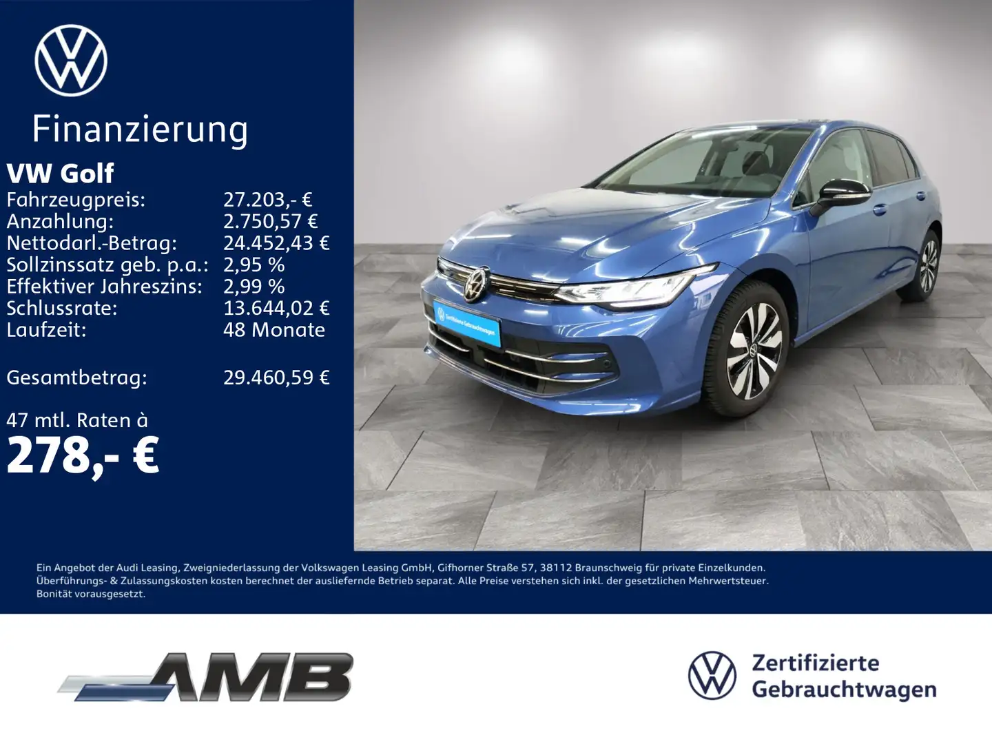 Volkswagen Golf Goal 2.0 TDI Travel Assist/Sitzhzg/02.30Gar Blau - 1