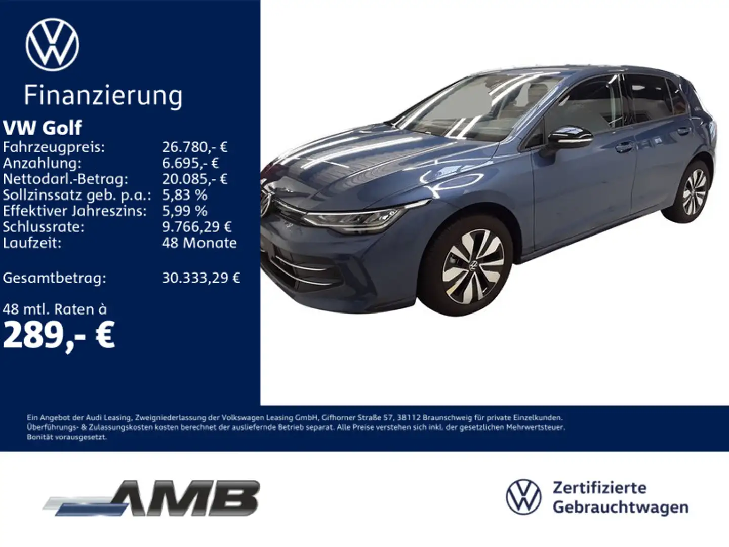 Volkswagen Golf Goal 2.0 TDI Travel Assist/Sitzhzg/02.30Gar Blau - 1
