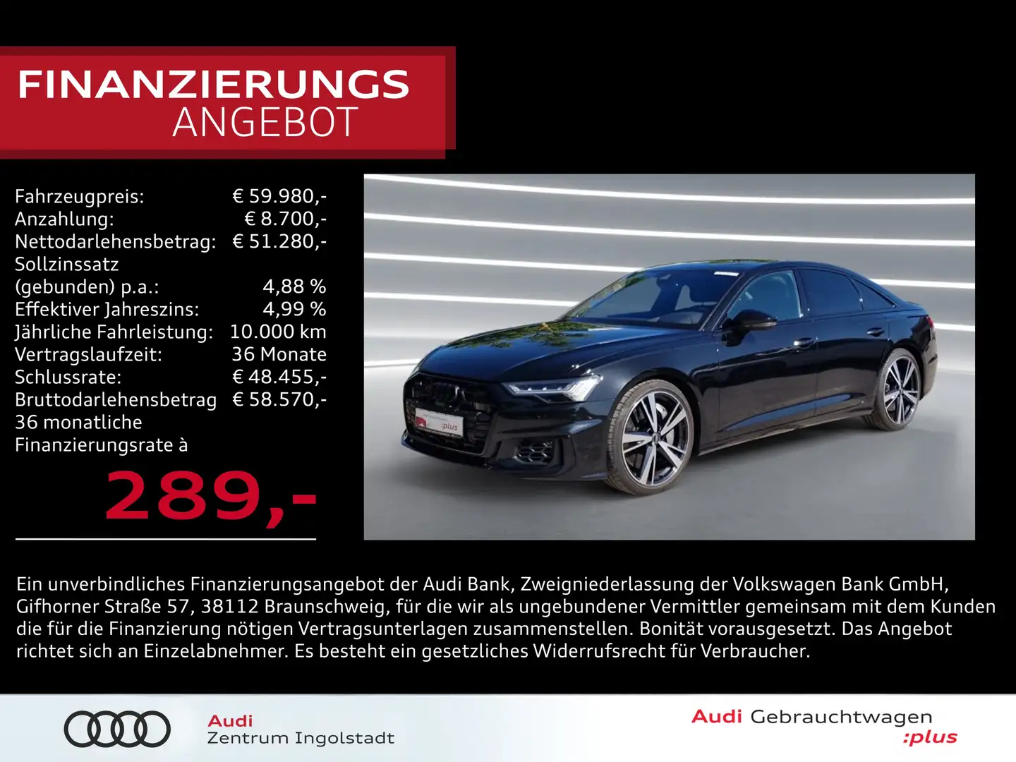 Audi S6 Limousine TDI HD-MATRIX Keramik Pano NP:132T Schwarz - 1