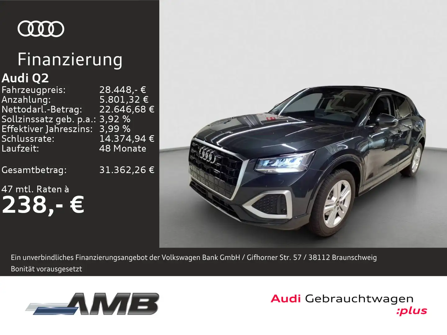 Audi Q2 Advanced 30 TFSI AHK/LED/Navi+/RFKam/02.30Gar Grau - 1
