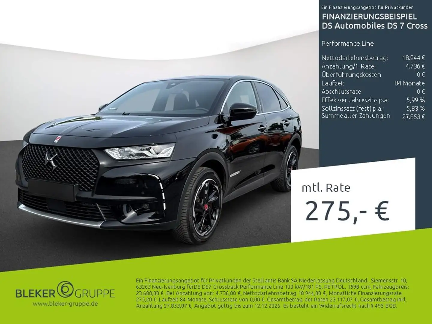 DS Automobiles DS 7 Crossback Performance Line Schwarz - 1