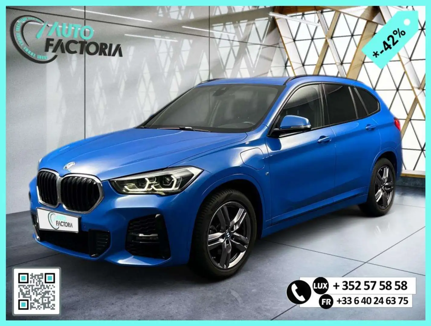 BMW X1 -42% 25E HYB 220CV BVA 4x4 M SPORT+T.PANO+GPS+OPTS Bleu - 1