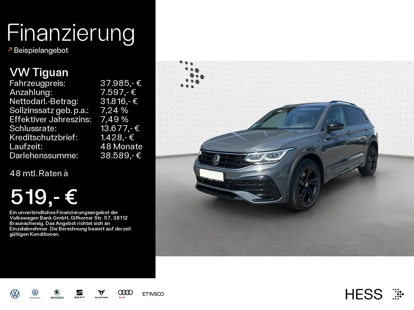 Volkswagen Tiguan 2.0 TDI DSG R-LINE*BLACK-STYLE*MATRIX*AHK Gris - 1