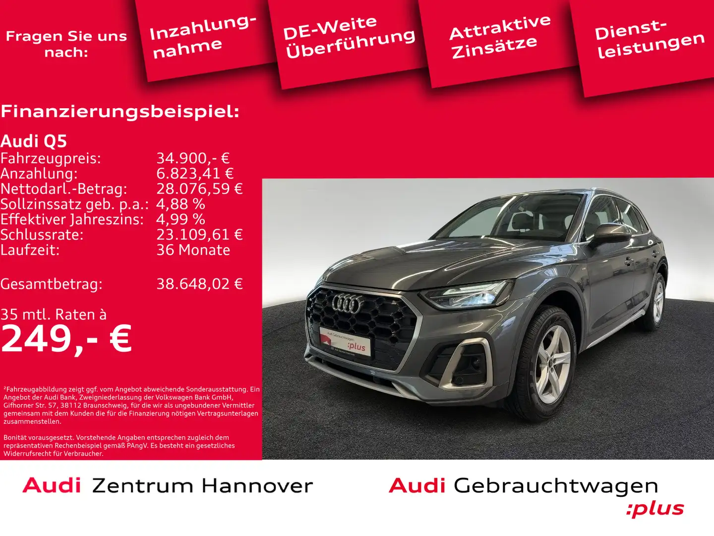 Audi Q5 S line 40 TDI quattro LED Navi Teilleder virt Gris - 1