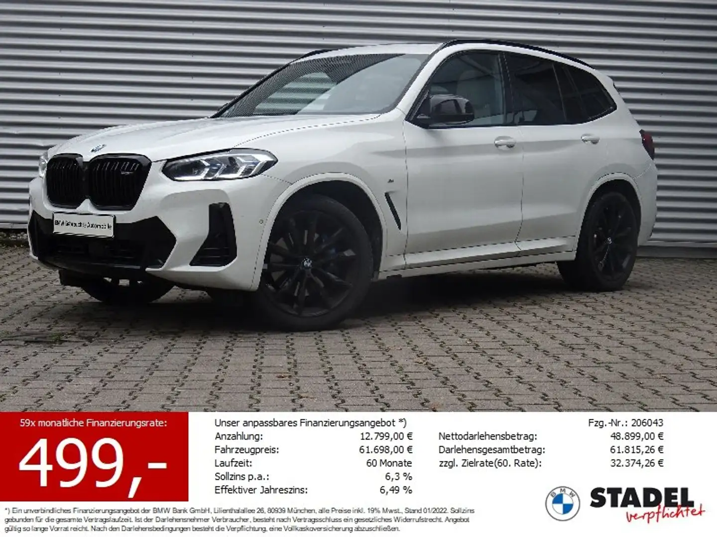 BMW X3 M 40i Laser Standheizung HuD HiFi-h/k AHK Pano Weiß - 1