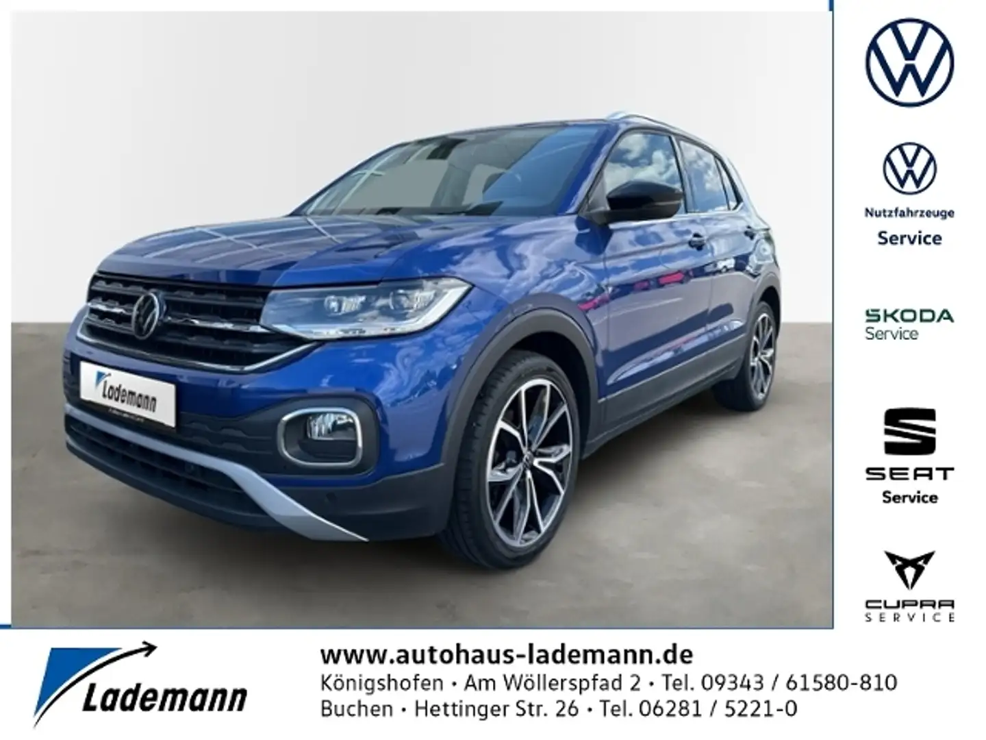 Volkswagen T-Cross 1.0 TSI STYLE AHK+KAMERA+LED+ACC+NAVI+SH Blauw - 1