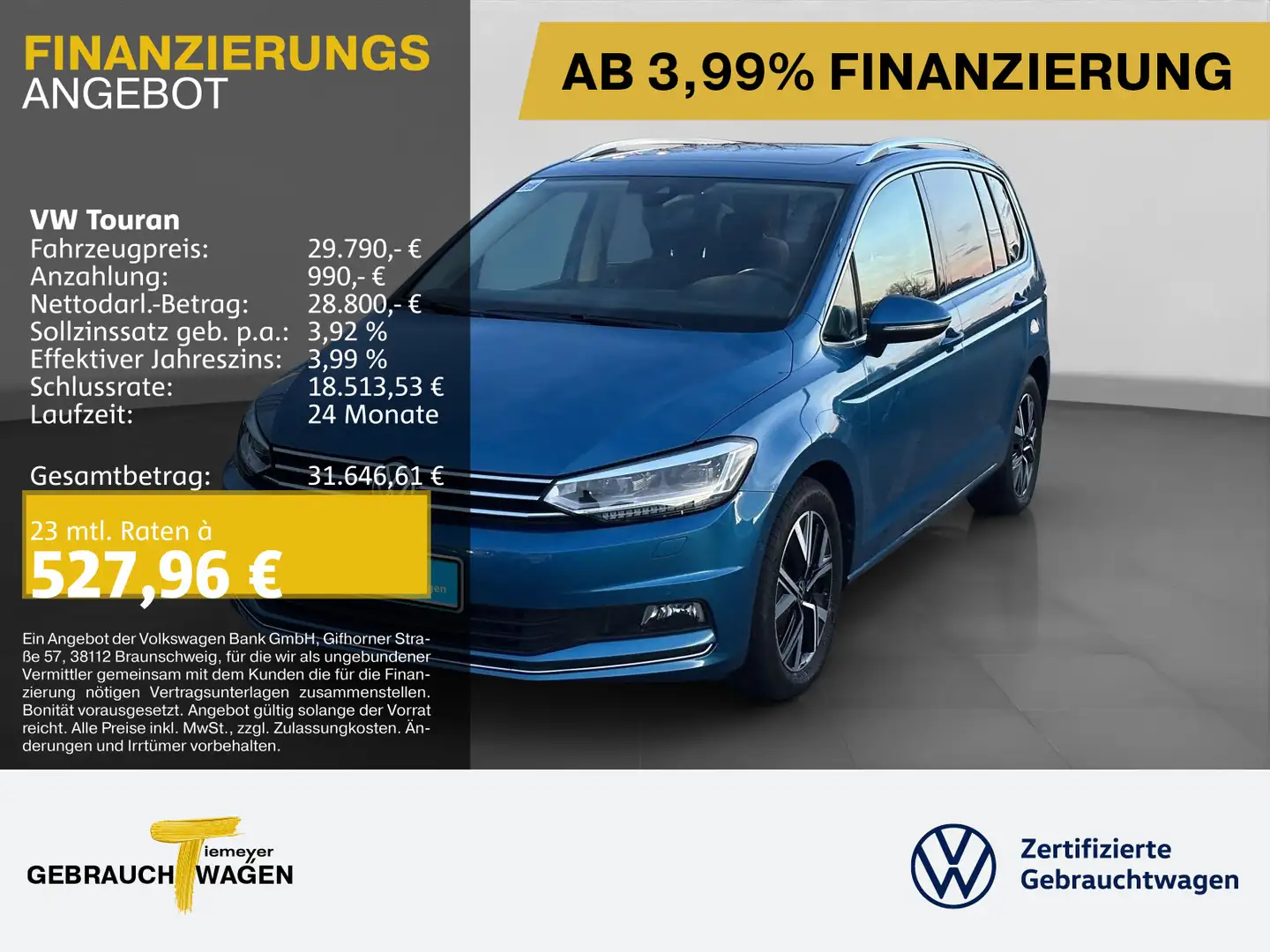 Volkswagen Touran 2.0 TDI DSG HIGHLINE 7SITZE PANO AHK Blau - 1