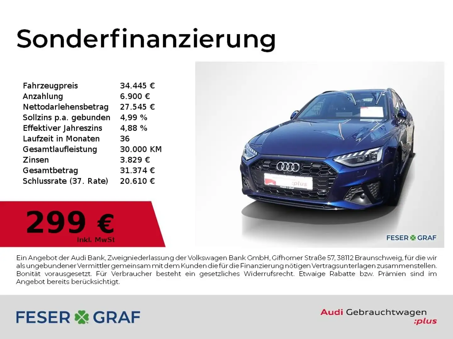 Audi A4 Avant 40 TDI qu S Line Pano,Sthzg,Matrix,B&O Blauw - 1