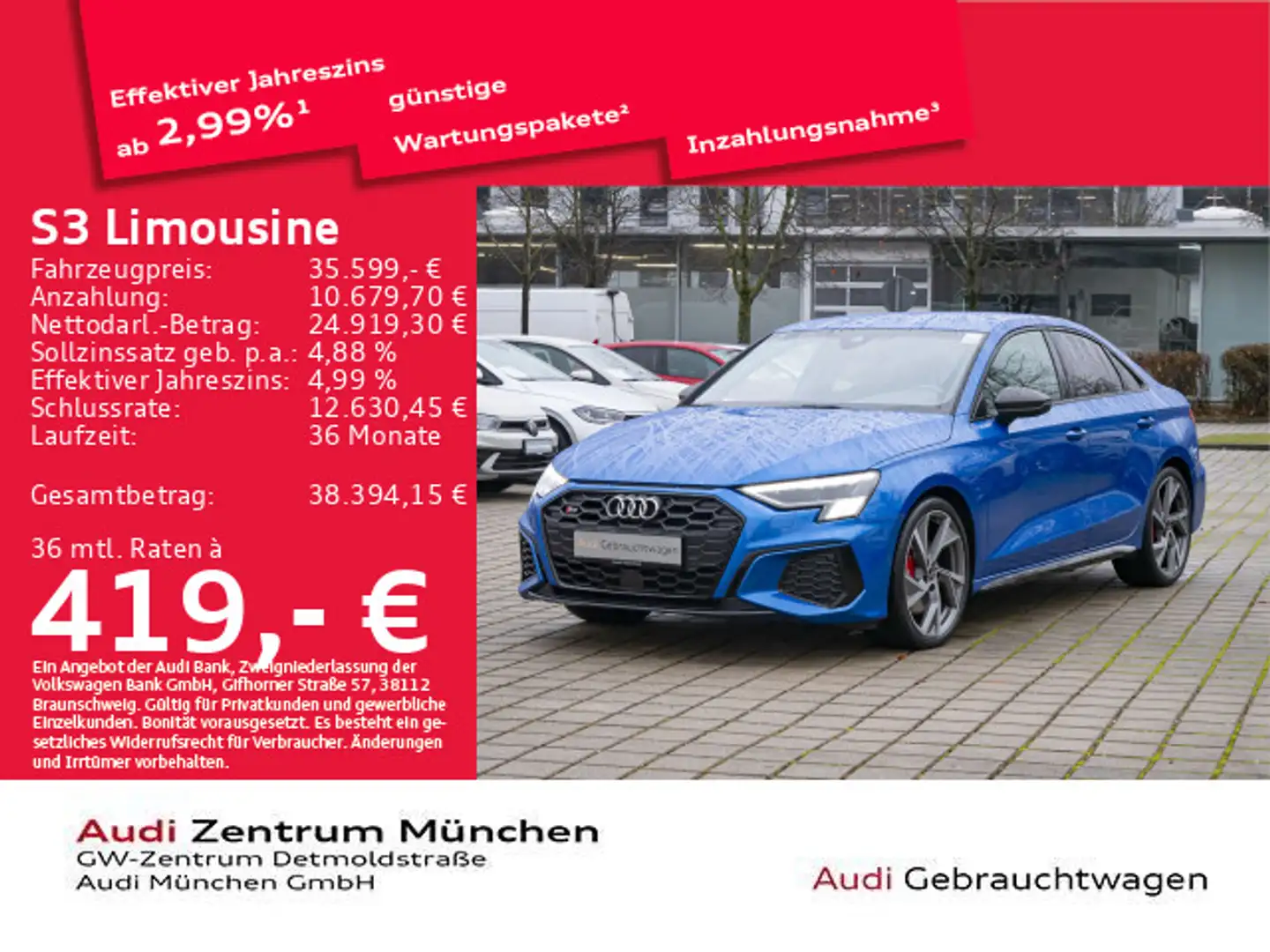 Audi S3 TFSI S tronic Virtual/Navi+ Blau - 1