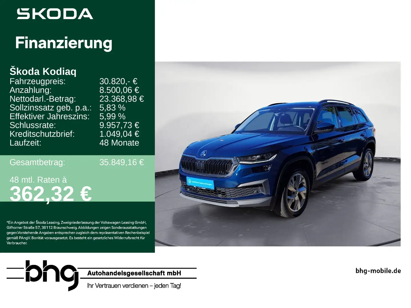 Skoda Kodiaq 2.0 TDI DSG 4x4 TOUR #KAMERA #ACC #KEYLES Blau - 1