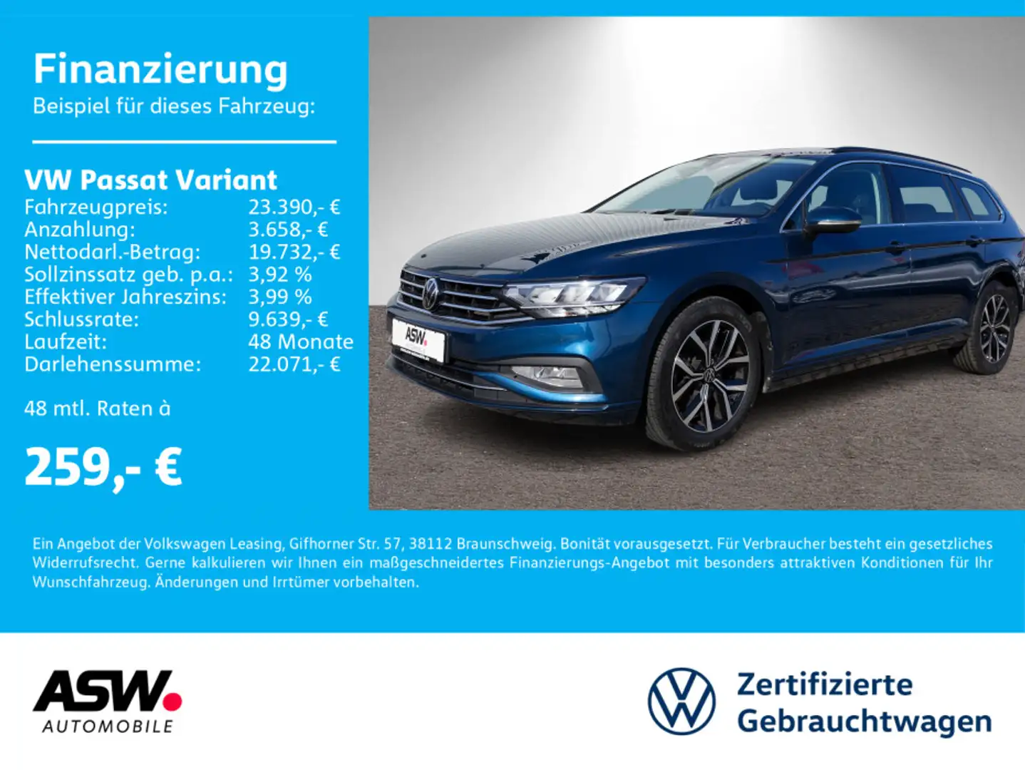 Volkswagen Passat Variant Business 2.0TDI DSG Navi RFK Pano Blauw - 1