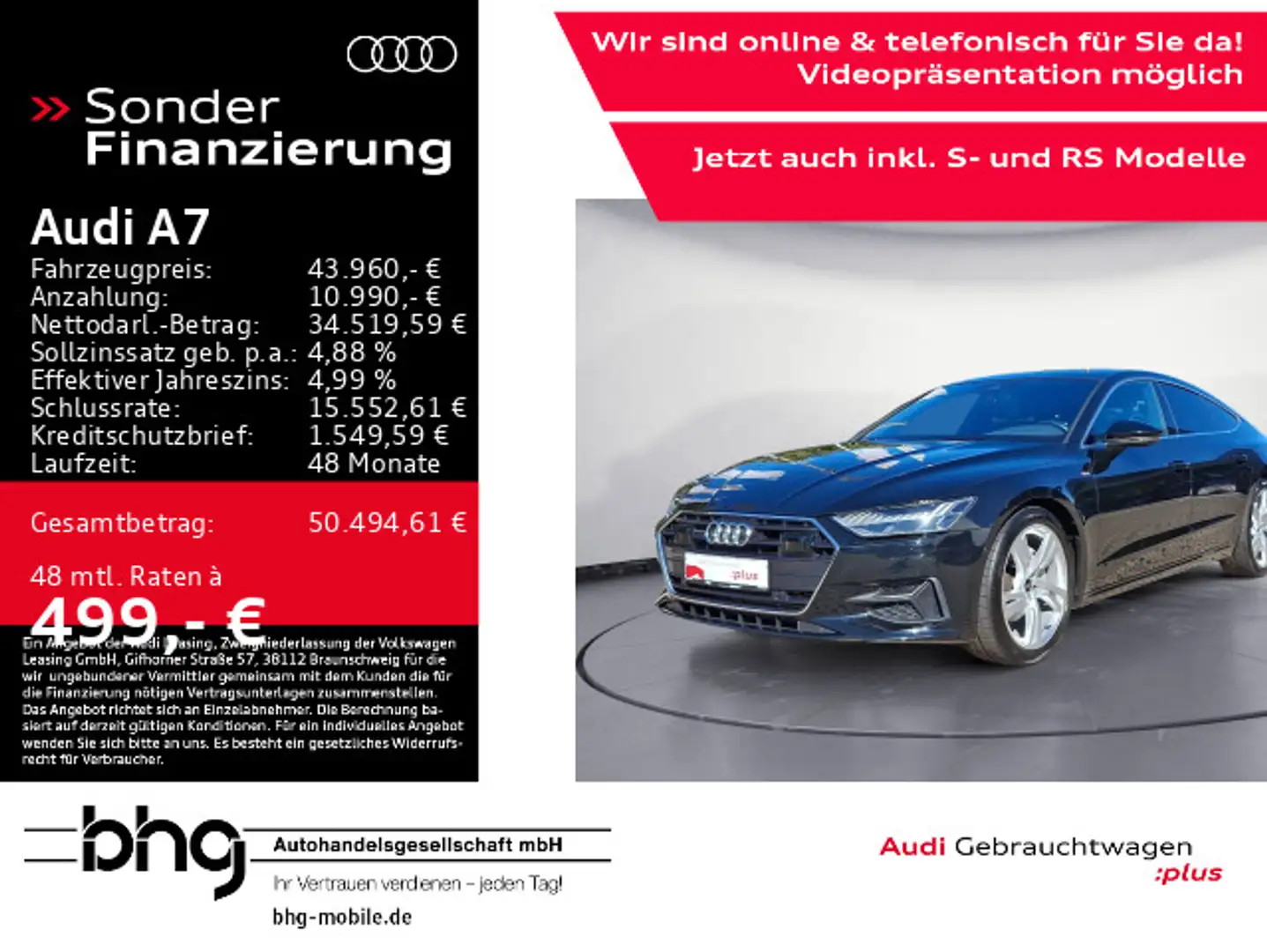 Audi A7 45 TFSI quattro S tronic Pano S-Line Matrix Schwarz - 1