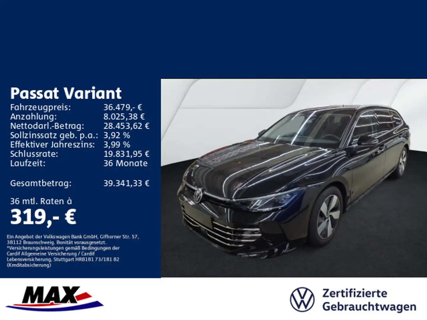 Volkswagen Passat Variant 2.0 TDI DSG ELEGANCE AHK+IQ.LIGHT Schwarz - 1