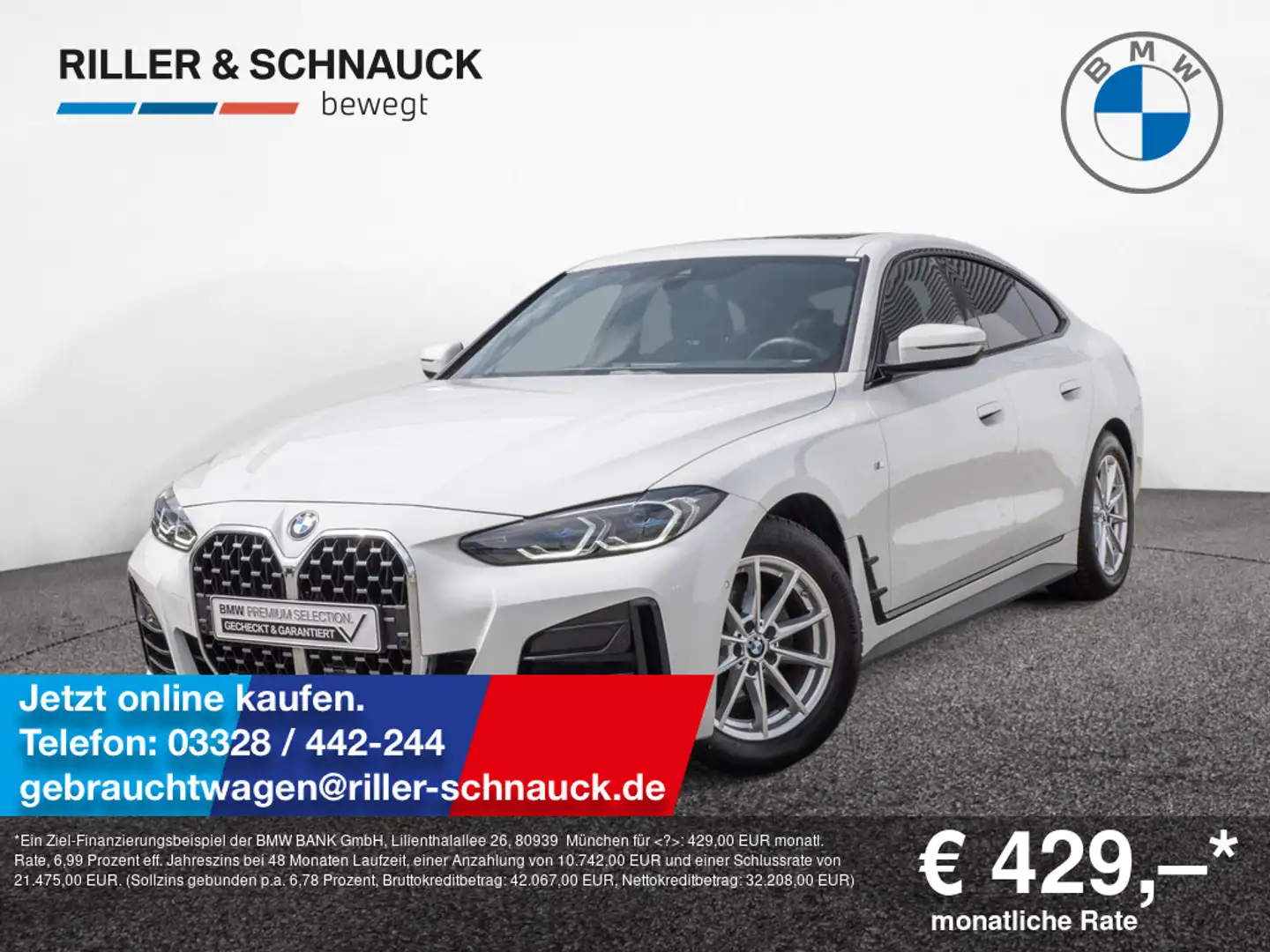 BMW 420 d Gran Coupe M-Sport LASER+GLASDACH+ACC+HU Weiß - 1