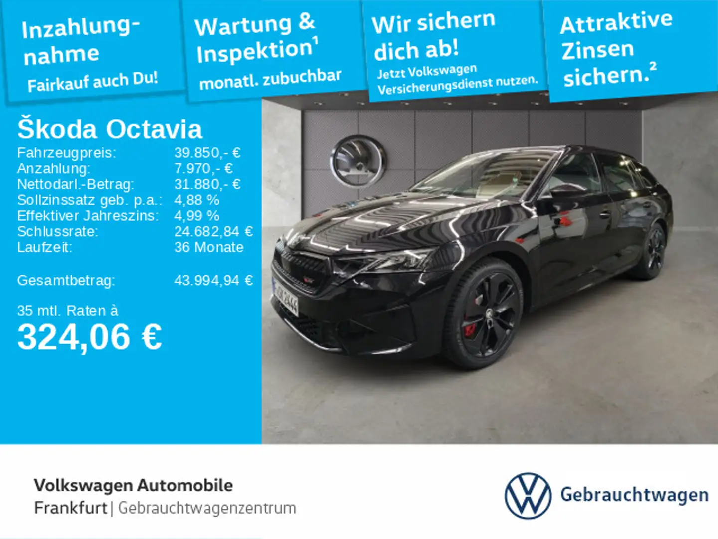 Skoda Octavia Combi 2.0 TSI DSG RS Navi AreaView LED Schwarz - 1