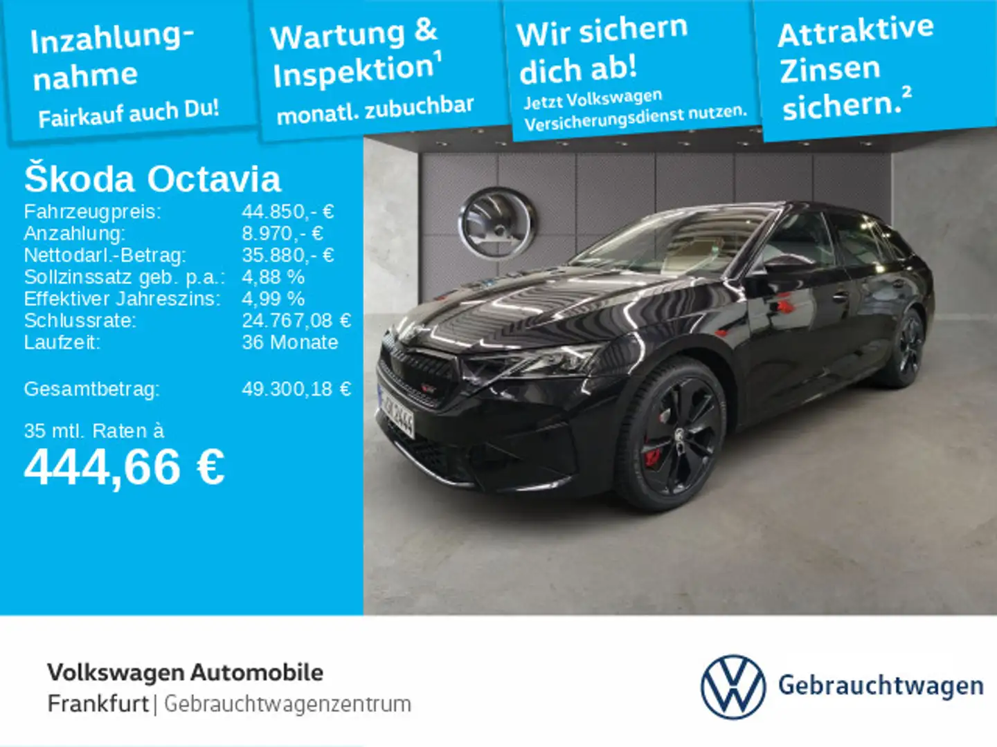 Skoda Octavia Combi 2.0 TSI DSG RS Navi AreaView LED Schwarz - 1