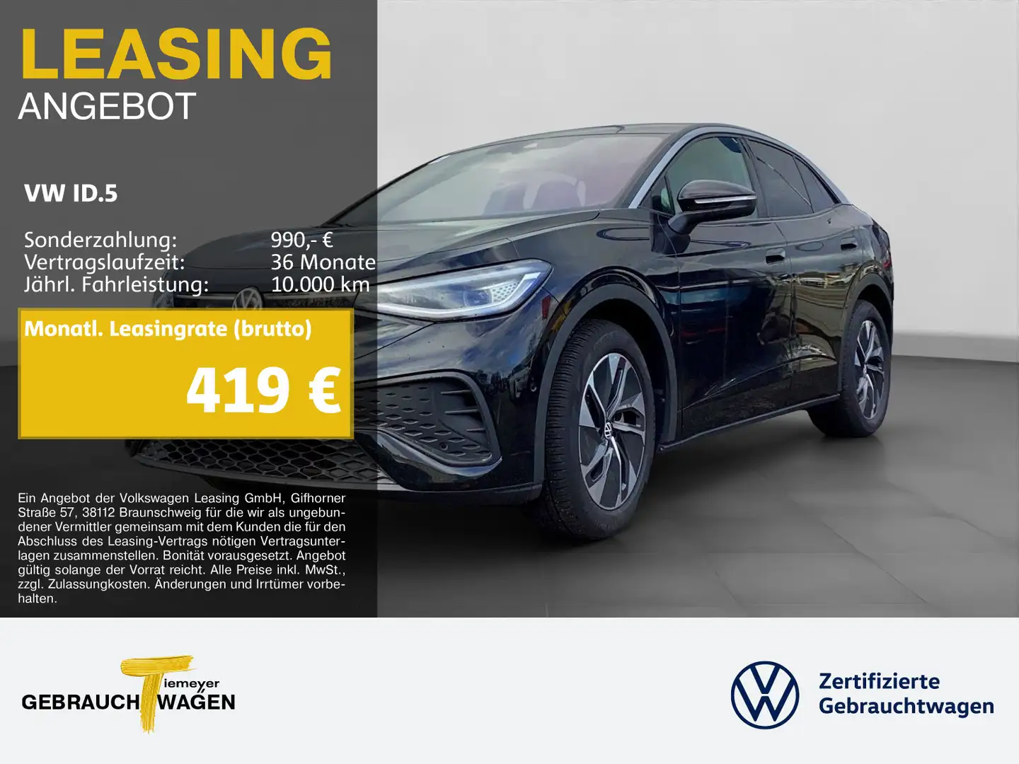 Volkswagen ID.5 Pro 210kW ASSIST WÄRMEP AERAVIEW Schwarz - 1