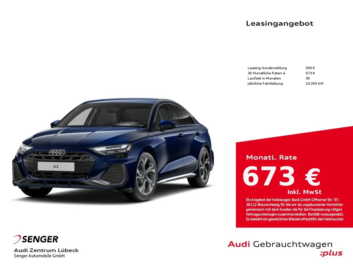 Audi A3 Limousine 30 TFSI S line Navi LED PDC ACC Bleu - 1