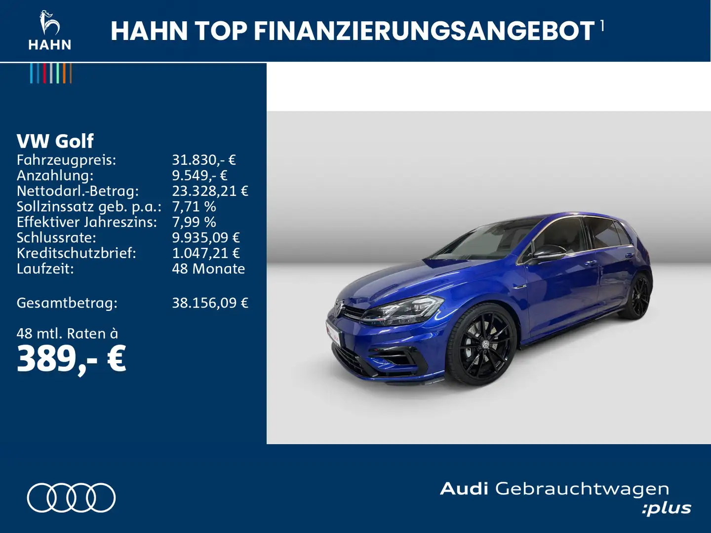 Volkswagen Golf VII R 2.0TSI 4Motion DSG Navi Performance Blau - 2
