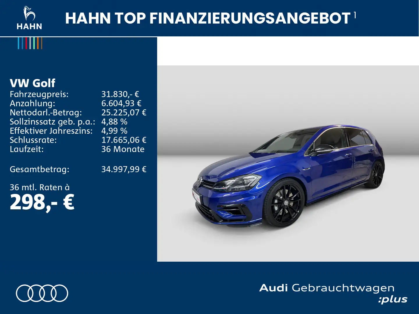 Volkswagen Golf VII R 2.0TSI 4Motion DSG Navi Performance Bleu - 2