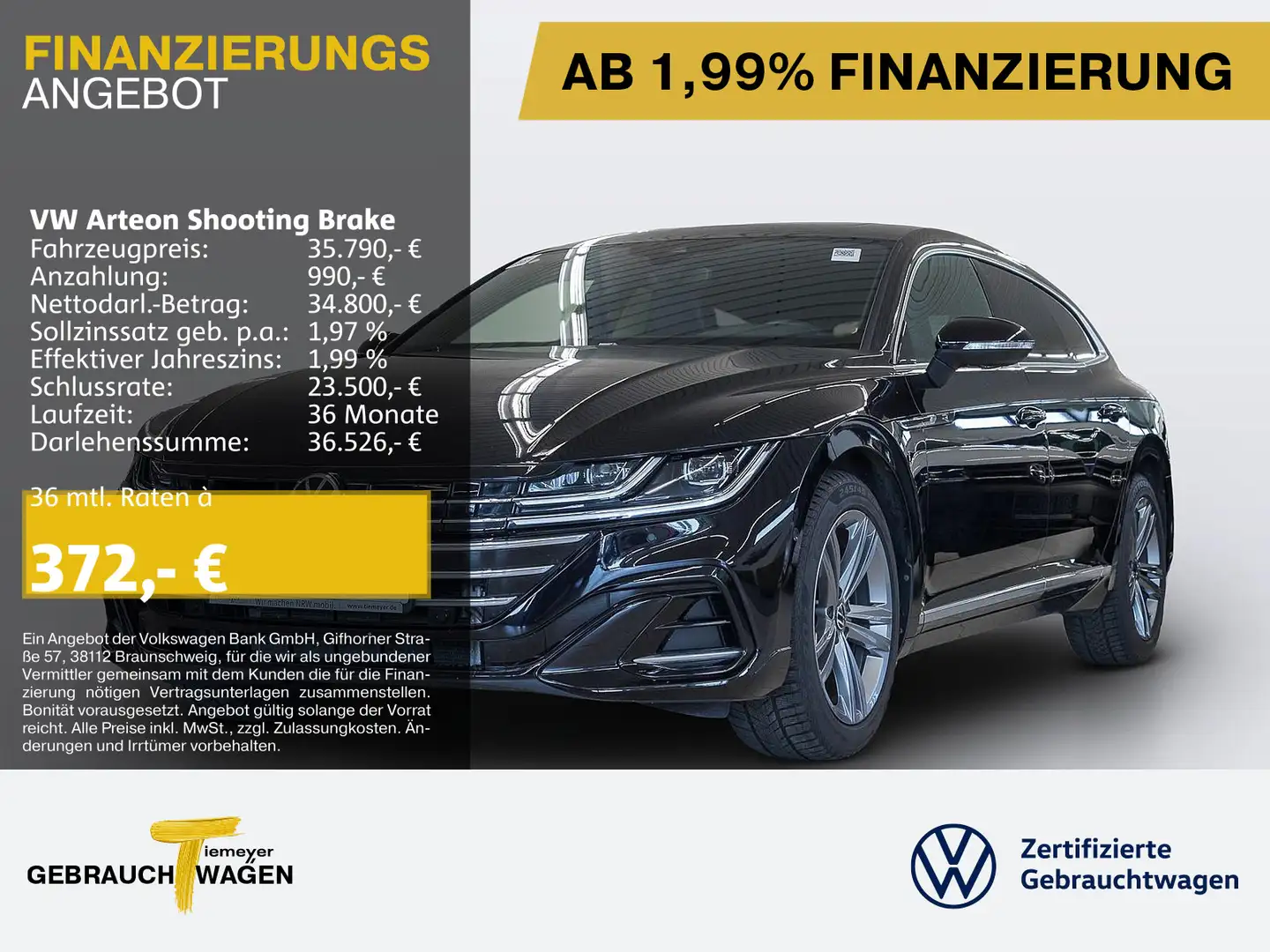 Volkswagen Arteon 1.4 TSI DSG eHybrid R-LINE Noir - 1