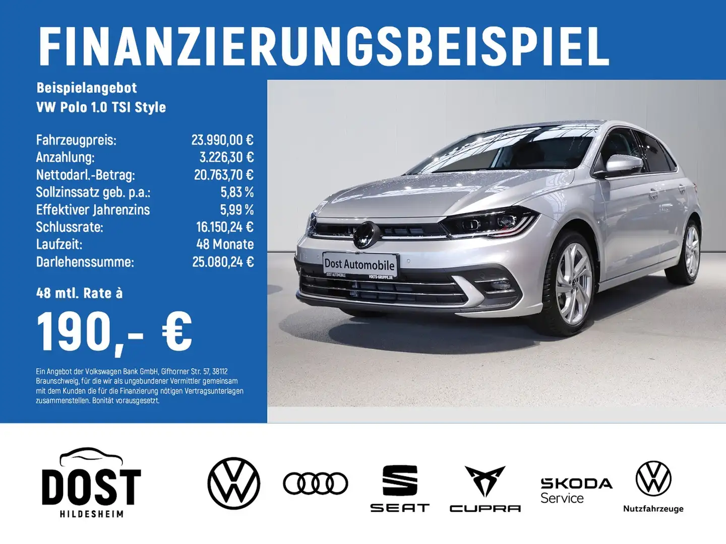 Volkswagen Polo 1.0 TSI Style KLIMA+NAVI Silber - 2