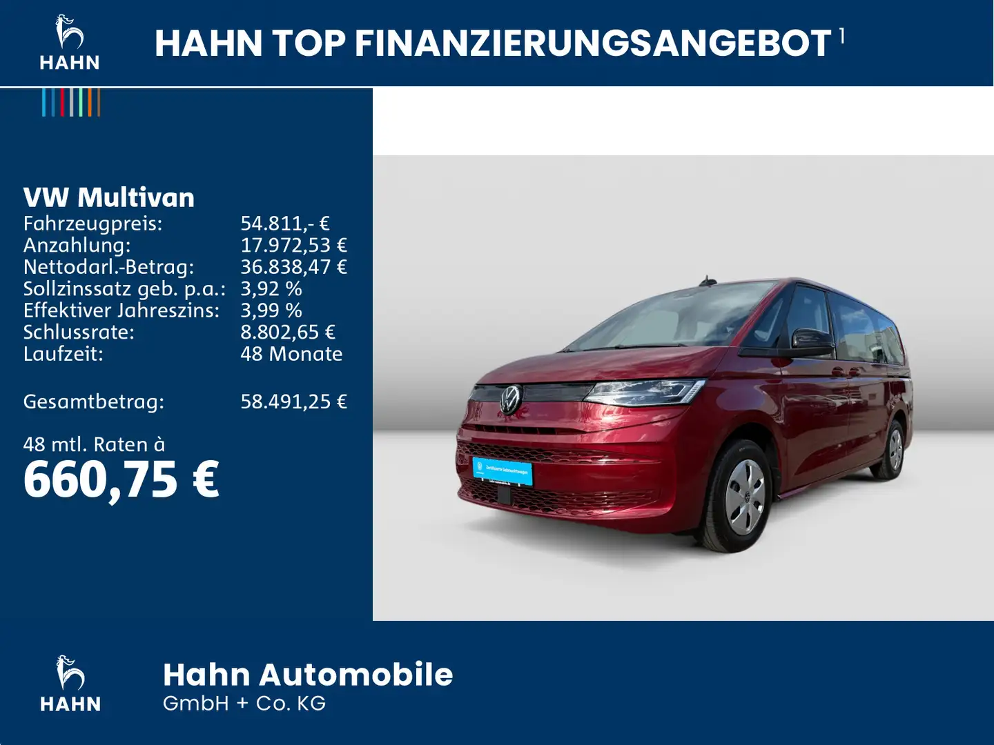Volkswagen T7 Multivan T7 Multivan 2,0TDI 110kW DSG GUTE-NACHT-PAKET Rot - 2