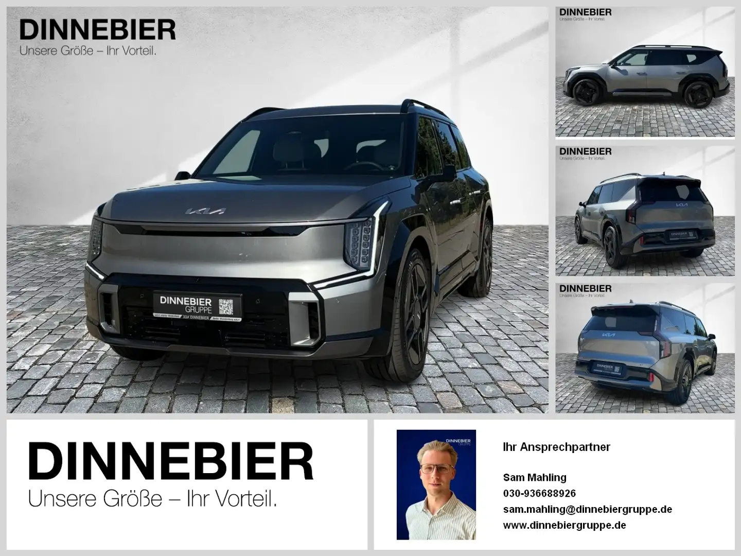 Kia EV9 GT-Line AWD+Glasdach+360°Kamera+LED+Navi Gris - 1