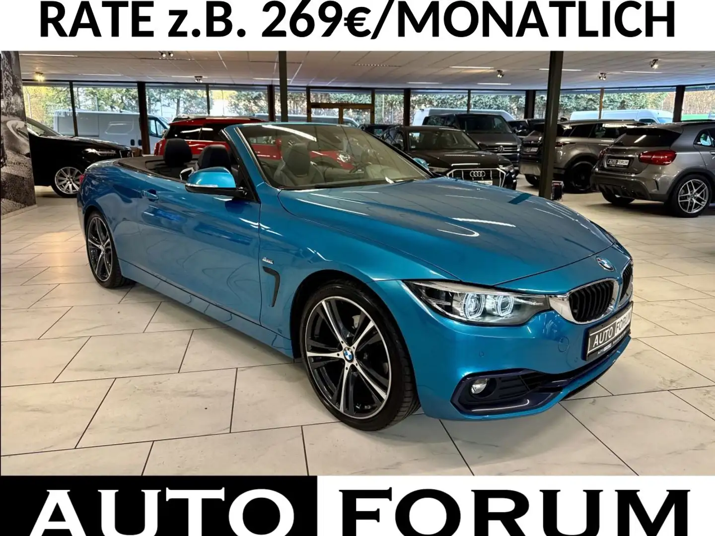 BMW 420 i CABRIO SPORT LEDER MEMORY NAVI LED SHZ PDC Blau - 1