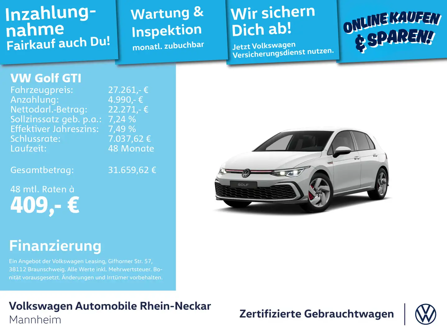 Volkswagen Golf GTI VIII 2.0 TSI App-Connect PDC LED uvm Weiß - 1