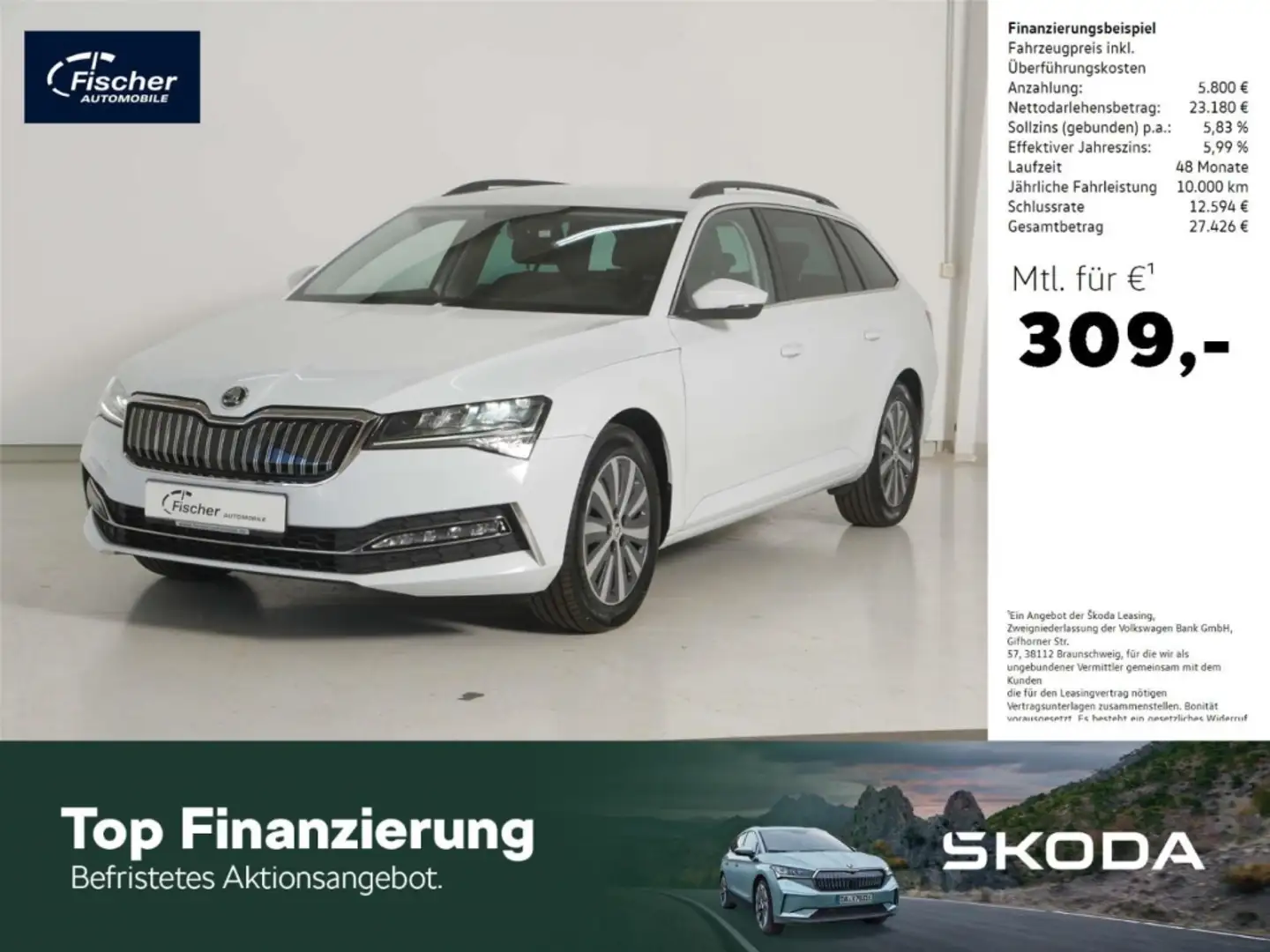 Skoda Superb Combi 1.4 TSI iV Ambition DSG LED/NAV/SH Weiß - 1