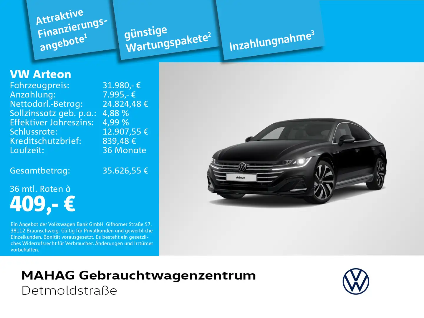 Volkswagen Arteon 2.0 TSI R-Line LED Navi Pano Standhz Park Schwarz - 1