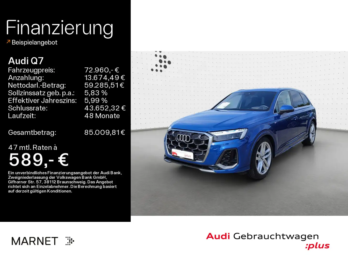 Audi Q7 50 TDI quattro S line*Navi*Matrix*AHK*HUD*B&O Blau - 1