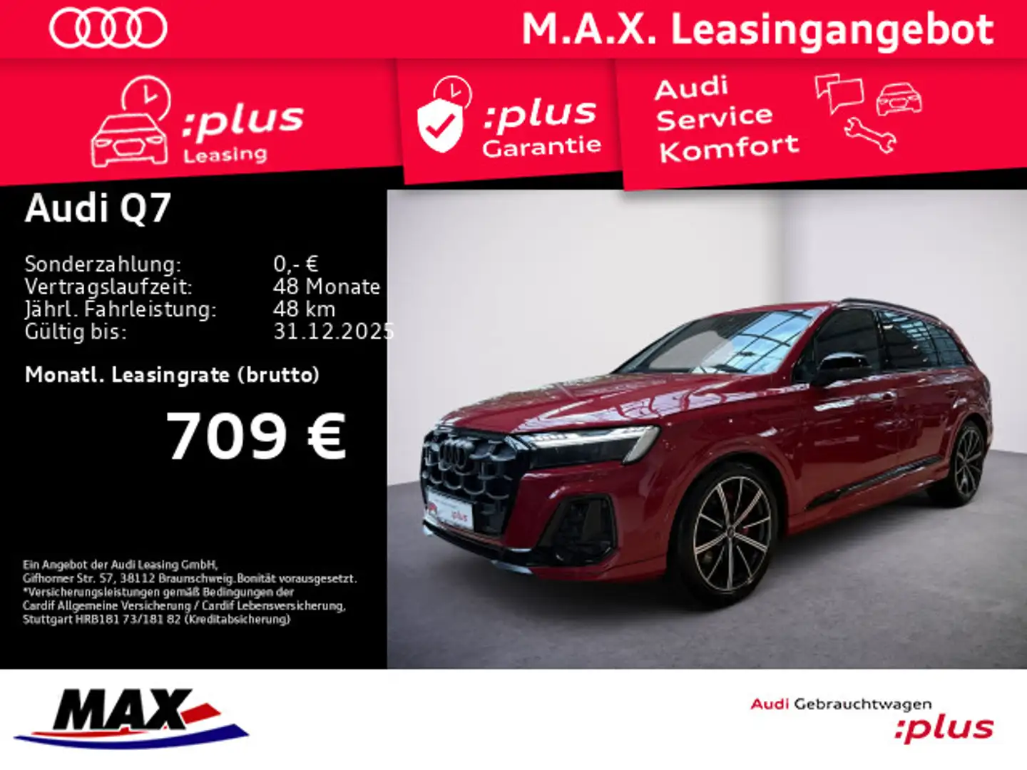 Audi Q7 50 TDI quattro S-LINE MATRIX LED+PANO+KAM+AHK Rot - 1