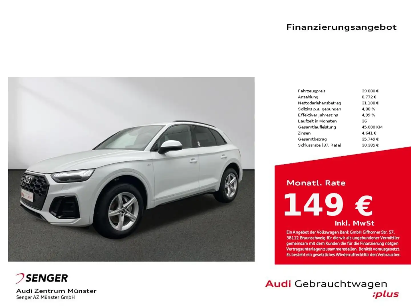 Audi Q5 40 TDI quattro S line MMI Navi Matrix AHK ACC White - 1