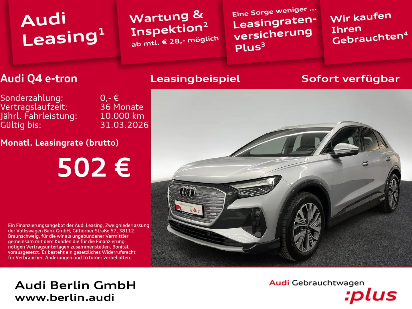 Audi Q4 e-tron 45 AHK LED PDC NAVI VIRTUAL Silber - 1