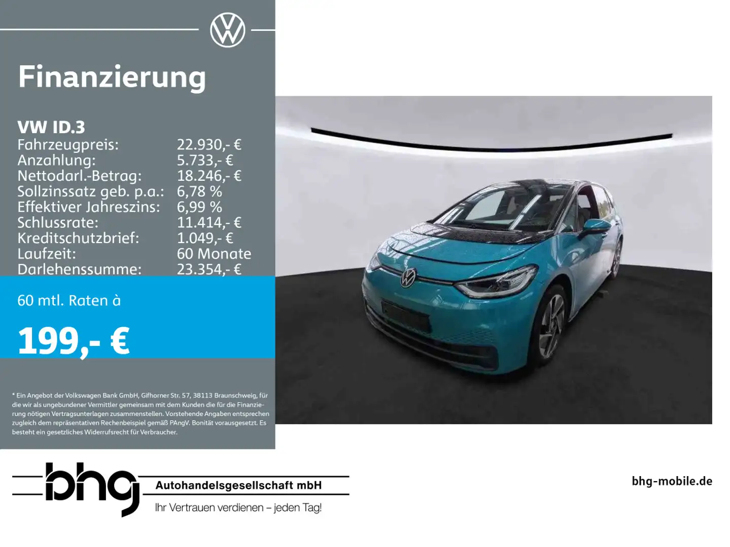 Volkswagen ID.3 Pro Performance Upgrade IQ.LIGHT PANO 62KW/ Blau - 1