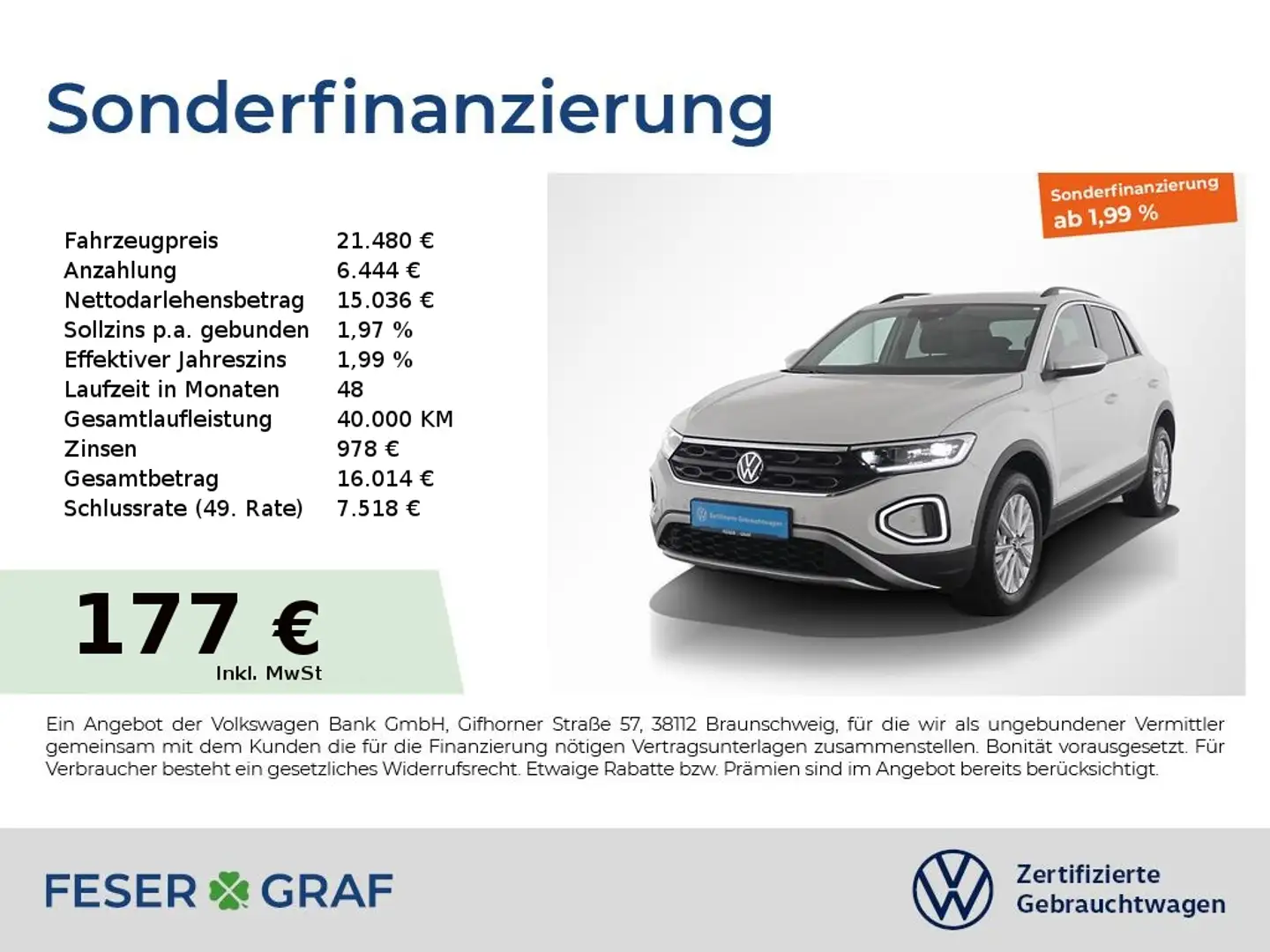 Volkswagen T-Roc 1.0 TSI Life LED-Plus/Discover Media Navi Weiß - 1