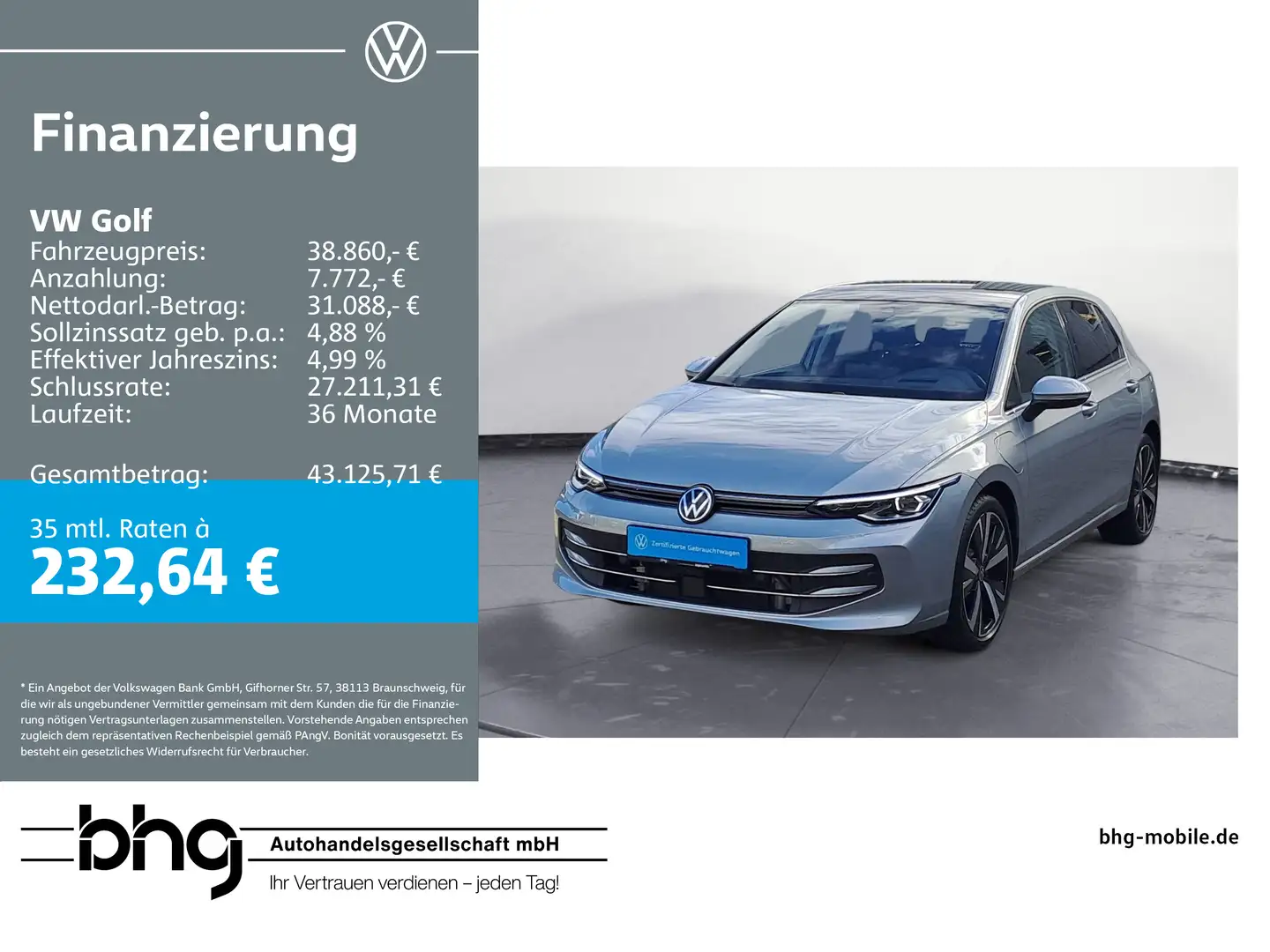 Volkswagen Golf 1.5 eHybrid DSG STYLE #PANO #AHK #HEAD-UP # Silber - 1
