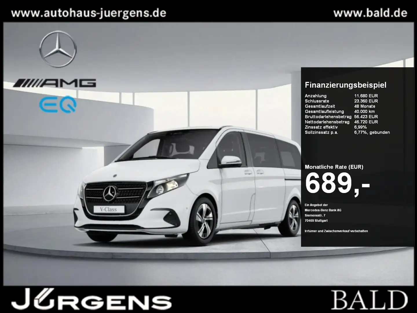 Mercedes-Benz V 220 lang/AHK/Distr/Kamera/Totw/Navi Blanc - 1