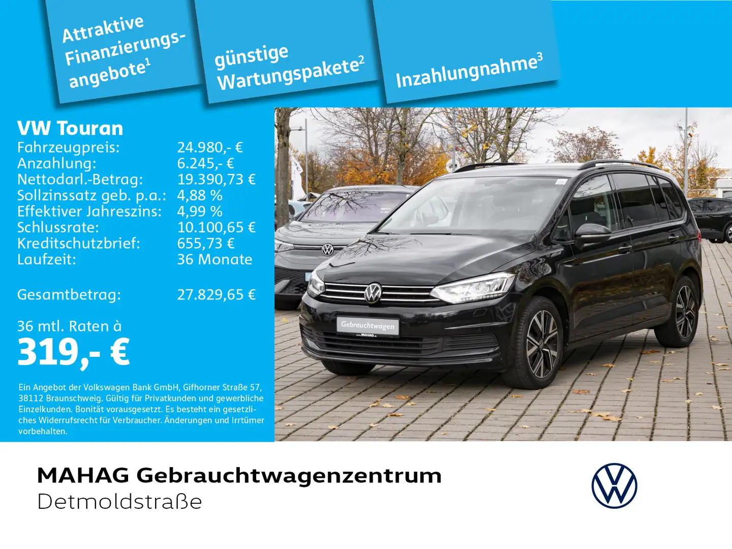 Volkswagen Touran 1.5 TSI Comfortline Navi LED Alu17Alexand Schwarz - 1