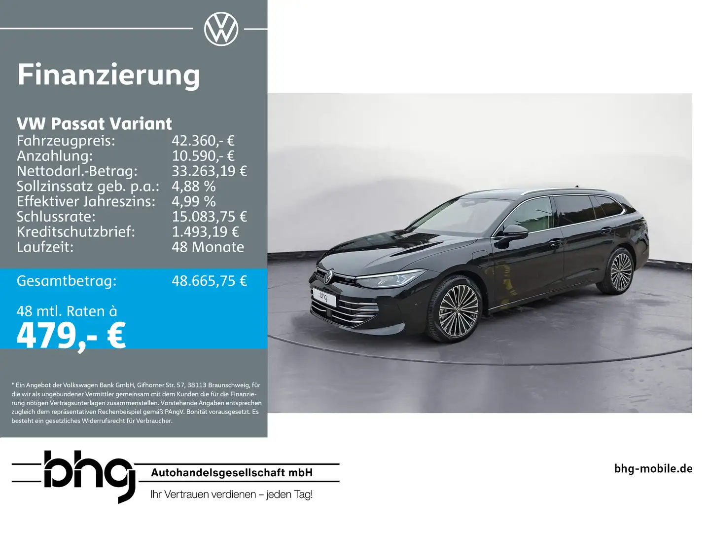 Volkswagen Passat Variant 1.5 e-Hybrid OPF DSG Elegance Nav Schwarz - 1
