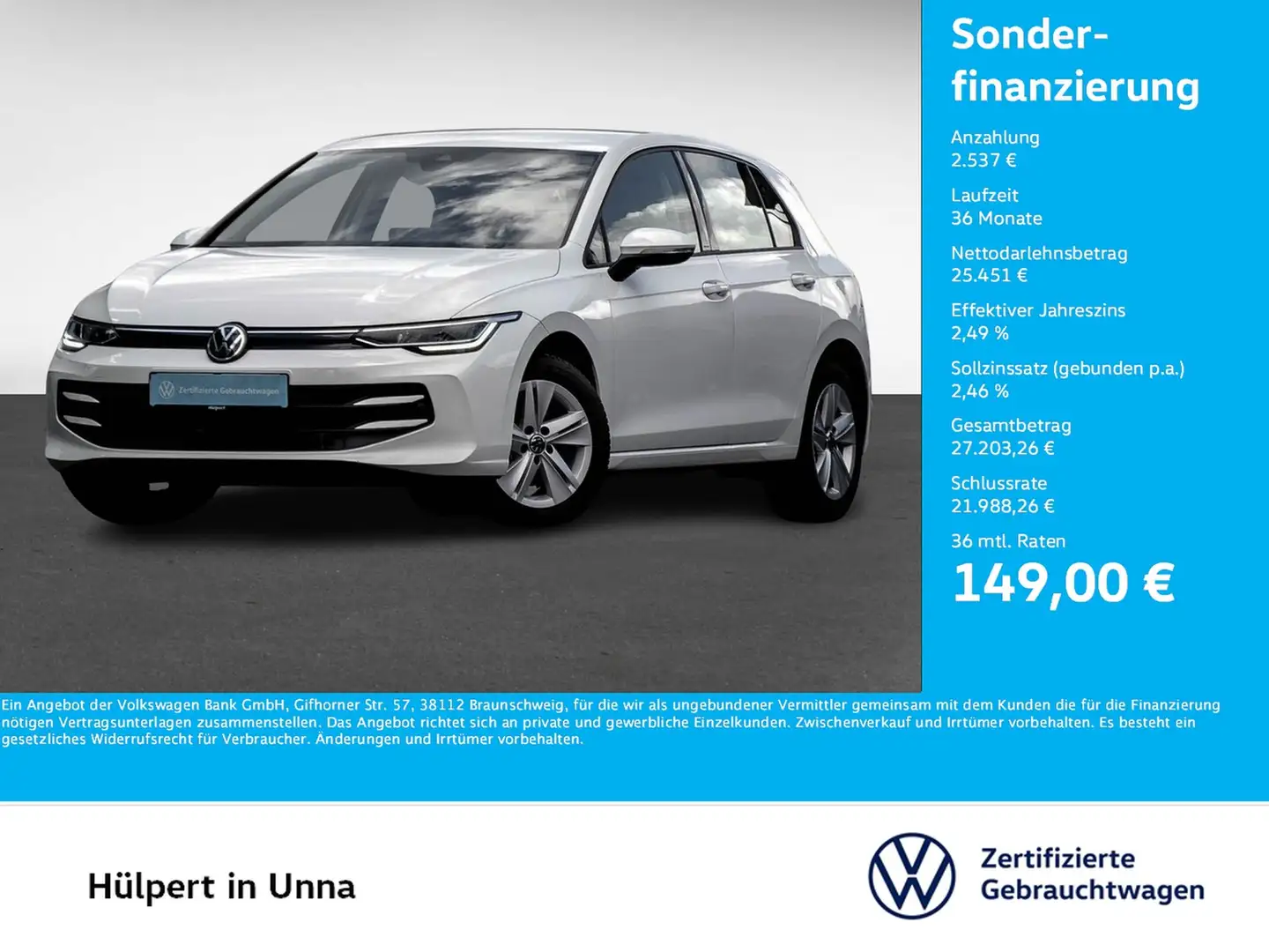 Volkswagen Golf VIII 1.5 eTSI LIFE FACELIFT CAM ACC CARPLAY Blanc - 1