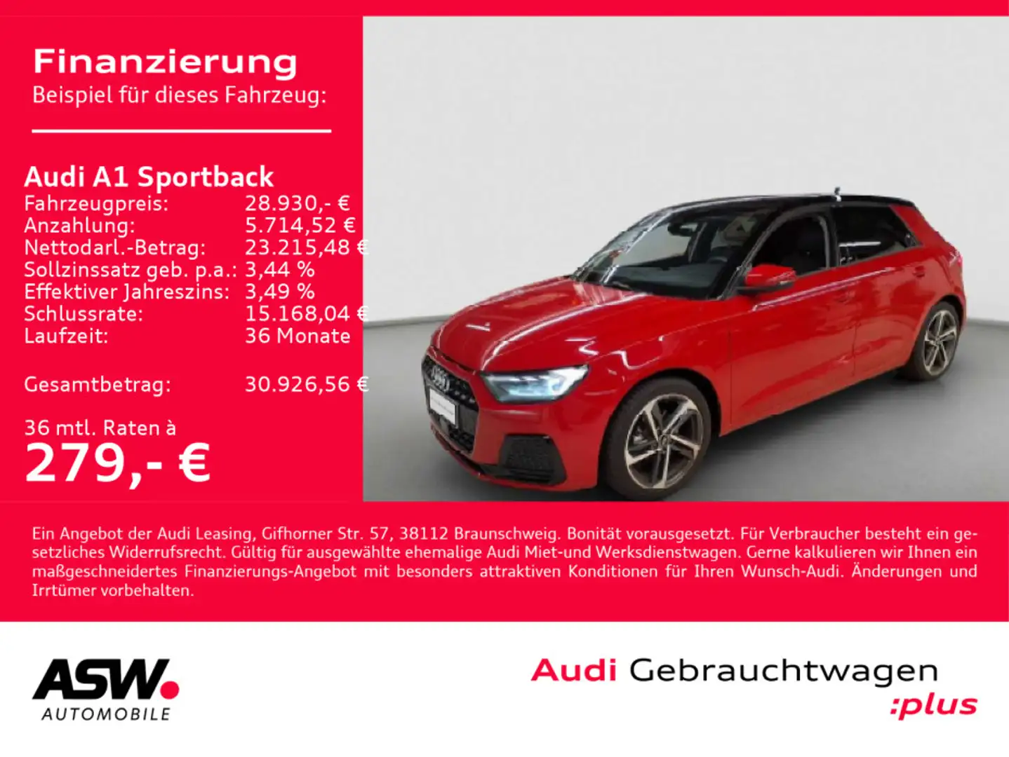 Audi A1 advanced 30TFSI NAVI LED ACC SHZ VC Rot - 1