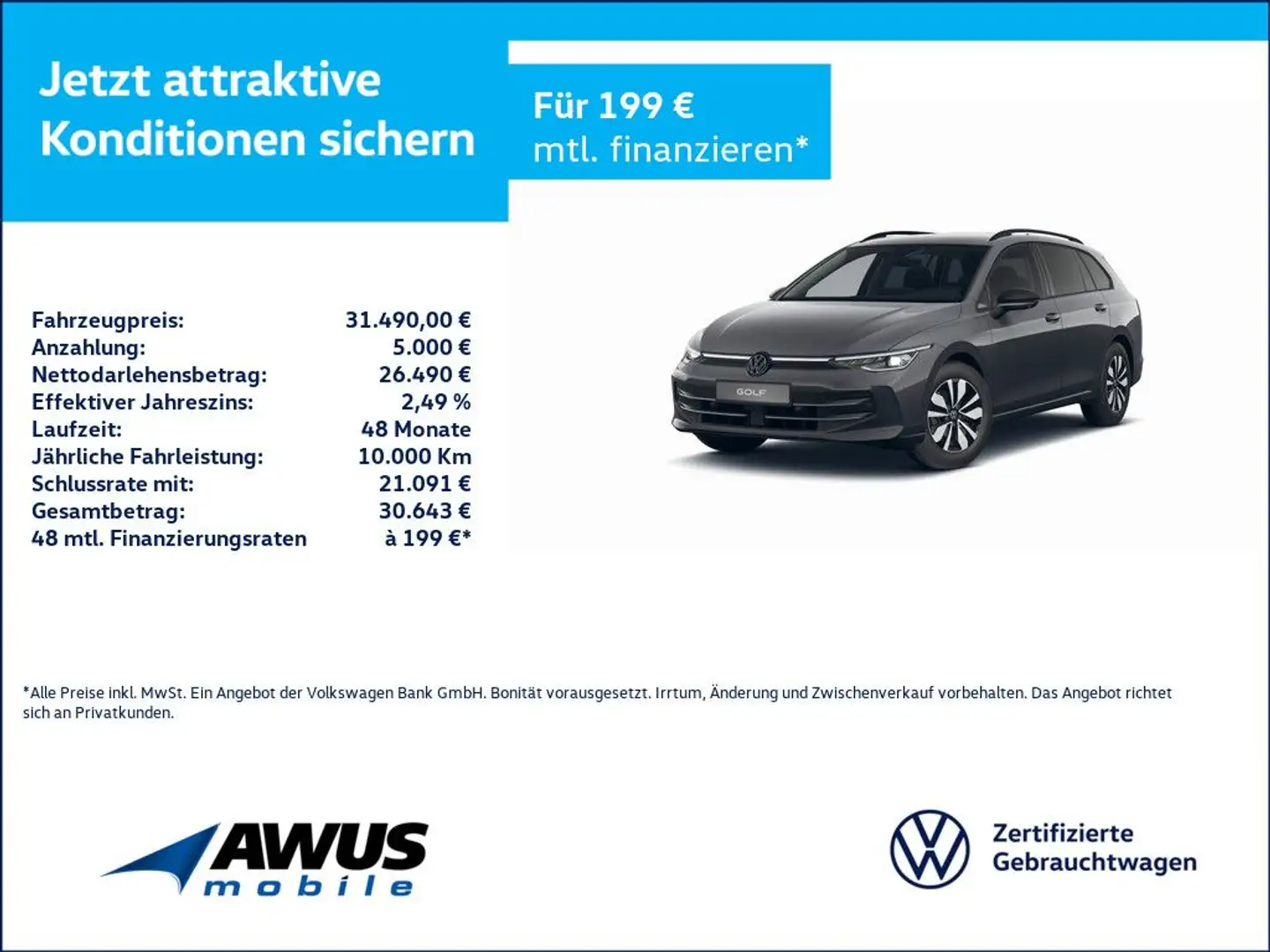 Volkswagen Golf VIII Variant 1.5eTSI DSG Goal AHK Grau - 1