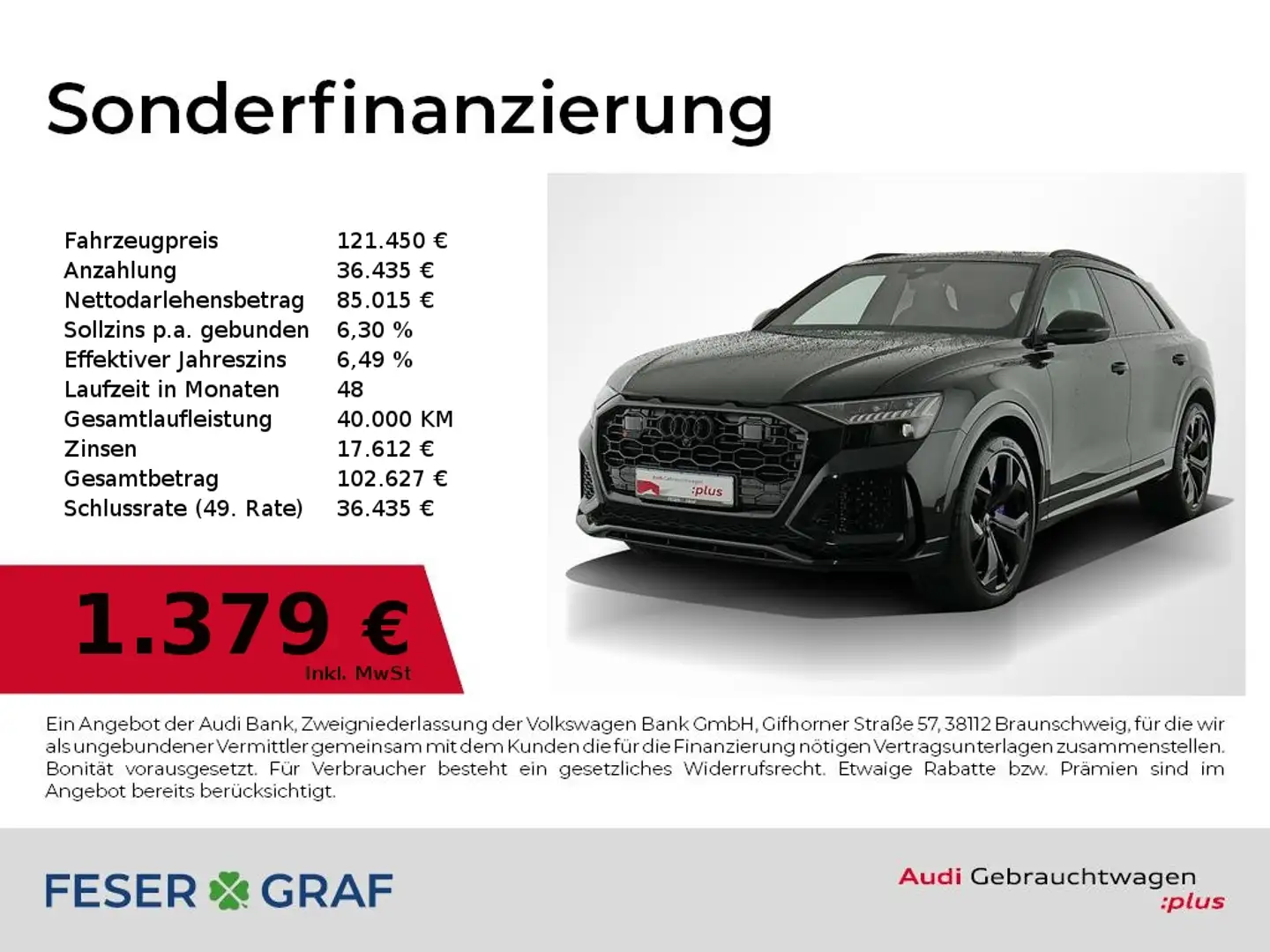Audi RS Q8 Keramik,Pano,Standhzg,Sitzbel,B&OAdv,AHK Nachtrada Schwarz - 1