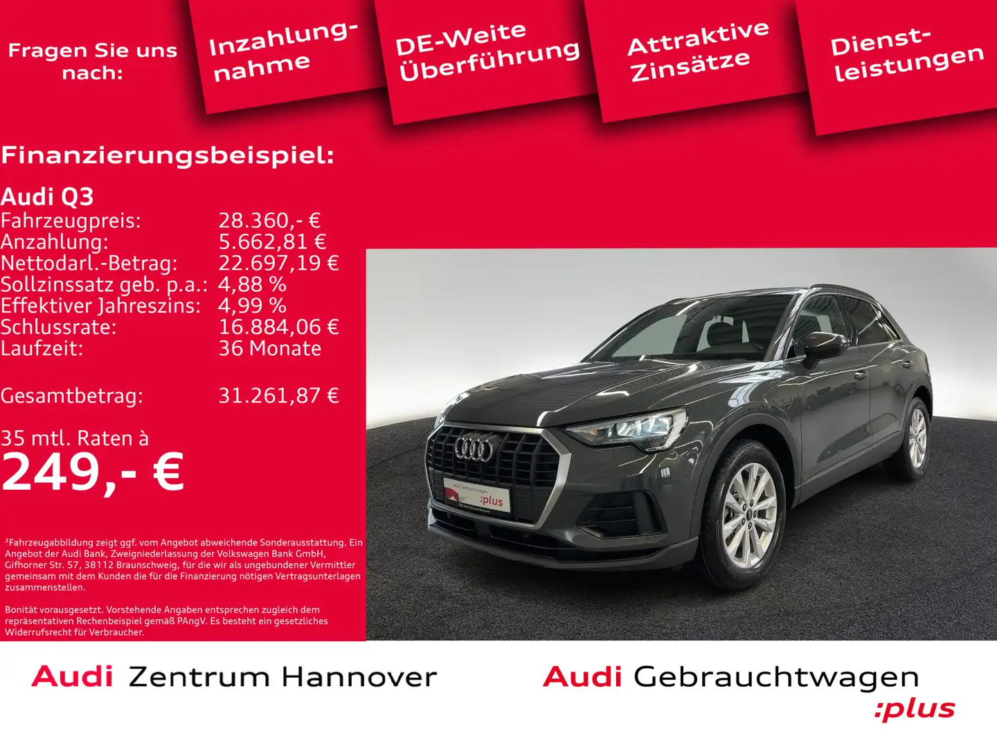 Audi Q3 45 TFSIe virtual Teilleder LED Sportsitze Grau - 1