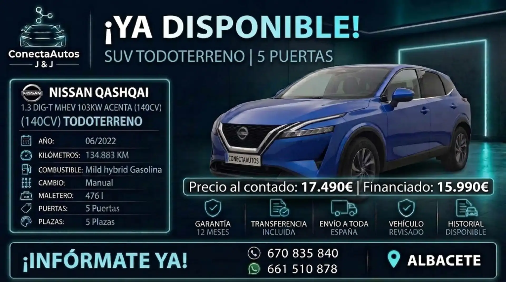 Nissan Qashqai 1.3 DIG-T mHEV 12V Acenta 4x2 103kW Azul - 1